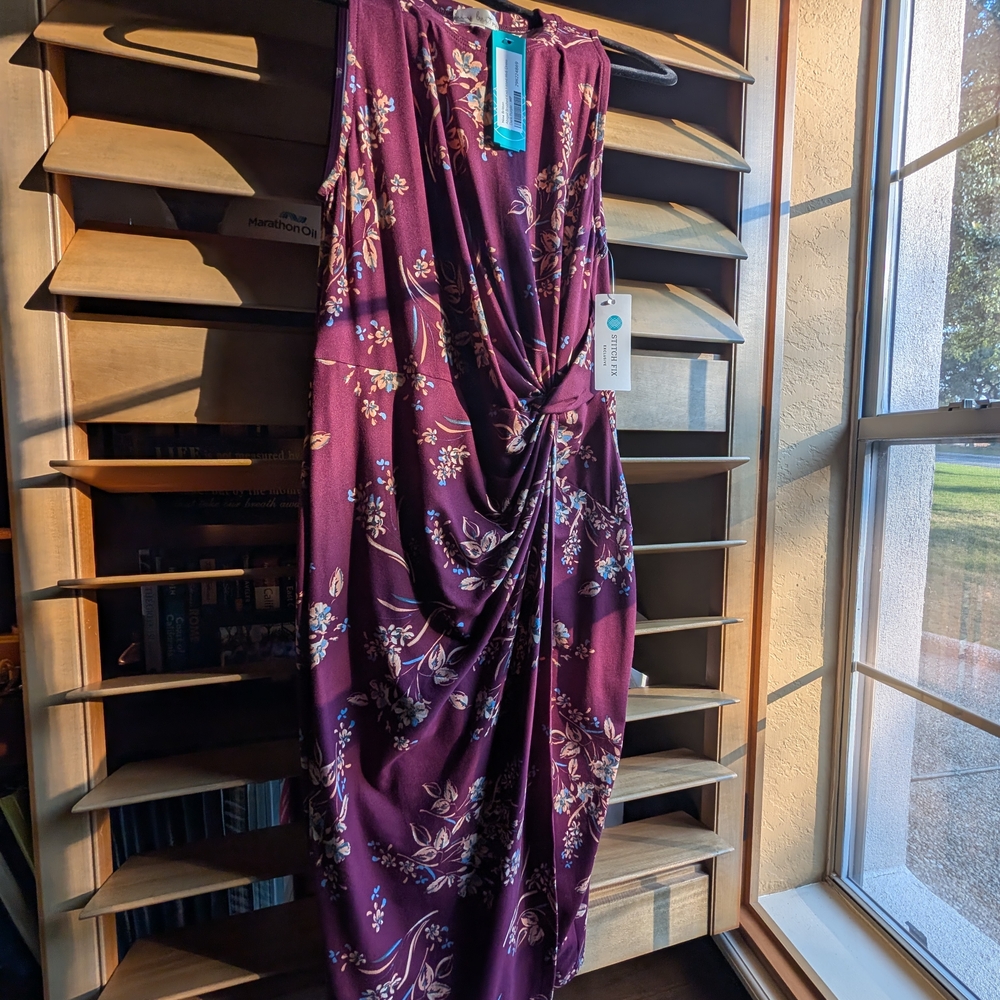 Nine Britton Purple Floral Midi Dress